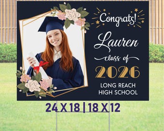 Personalized Graduation Yard Lawn Sign Class of 2026 with Your Photo or Art