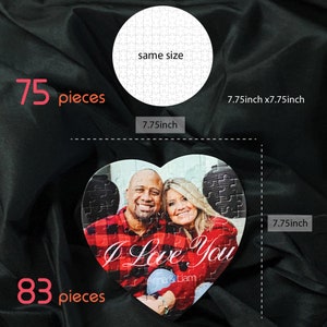 Love Heart or Circle Valentines Day Puzzle Personalized Gift with Your Photo or Art image 3