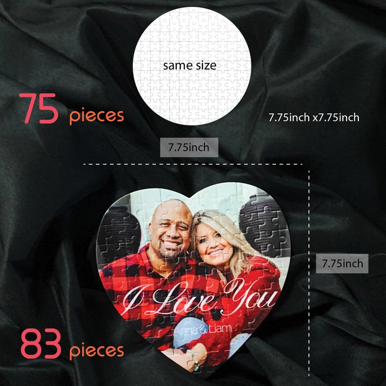 Love Heart or Circle Valentines Day Puzzle Personalized Gift with Your Photo or Art image 3