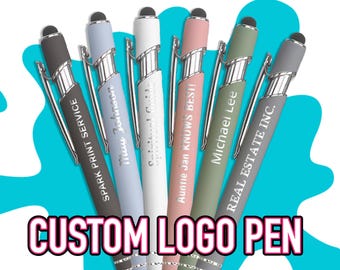 Laser Engraved Metal Ballpoint Custom Logo Pen with Stylus Tip