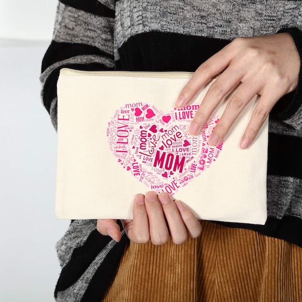 Personalized Canvas Zipper Pouch, Custom Photo Makeup Bag