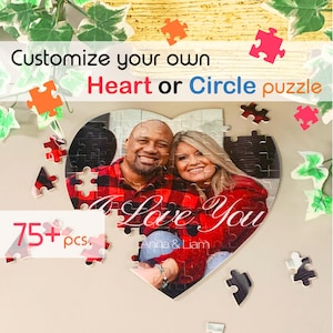 Love Heart or Circle Valentines Day Puzzle Personalized Gift with Your Photo or Art