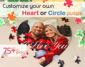 Love Heart or Circle Valentines Day Puzzle Personalized Gift with Your Photo or Art