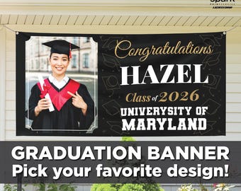 Personalized Graduation Banner Sign Class of 2025 with Your Photo or Art