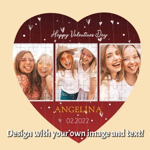 Love Heart or Circle Valentines Day Puzzle Personalized Gift with Your Photo or Art image 2