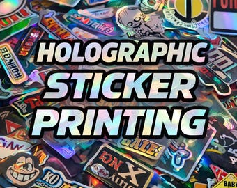 Custom Logo Vinyl Sticker – Kiss Cut (Cut to Shape) – Waterproof – Holographic Finish