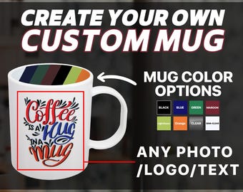 Custom Photo Coffee Mug, Personalized Text, Tea Mug, Office Decor