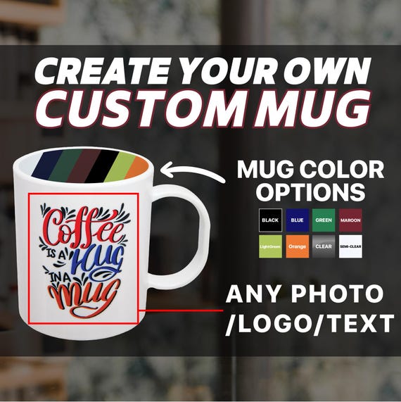 Custom Photo Coffee Mug, Personalized Text, Tea Mug, Office Decor