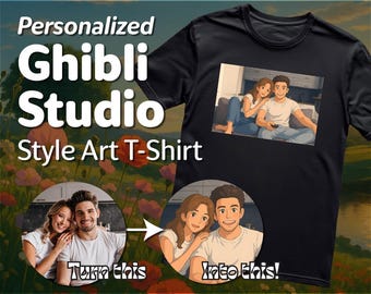 Personalized Ghibli Style T-Shirt – Custom Anime Portrait Tee