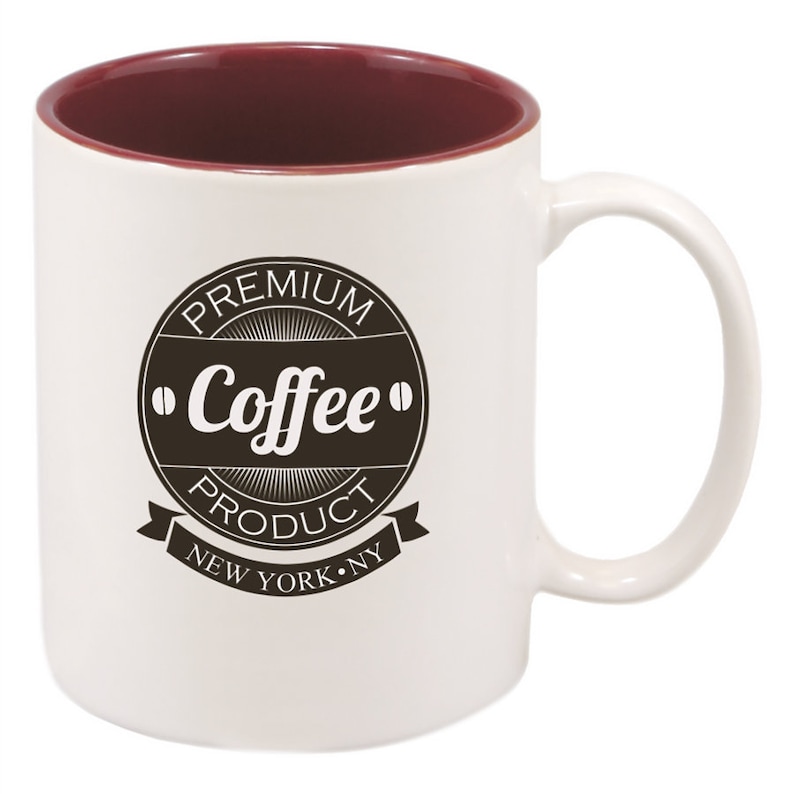 Taza de café personalizada con foto, texto personalizado, taza de té, decoración de oficina White/Maroon Mug