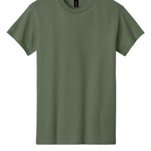 Custom Graphic T-Shirt Unisex 100% Cotton Tee Full Color Print Made to Order Military Green