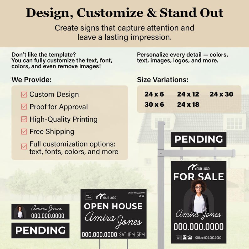 Sample Realtor Sign Riders Custom Real Estate Sign Riders Buy Now, Ships Next Day - Etsy