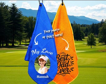 Personalized Waffle Pattern Golf Towel with Name, Logo or Photo