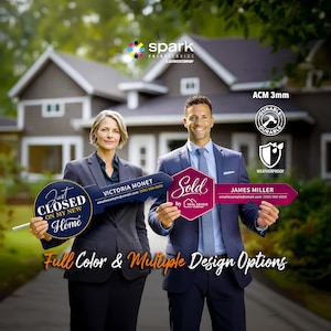 Just Closed Sold By Key Real Estate Photo Prop Sign for Agent Closing Day