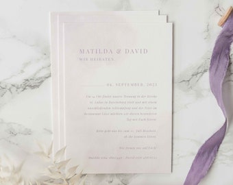 Invitation card "Dreamy Lilac" | A6 Map Natural Paper | Stationery Set | simple, modern stationery lilac