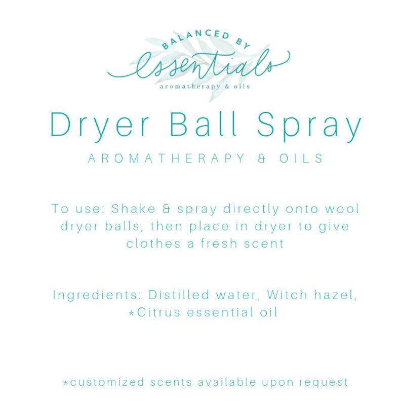 Dryer Ball Spray Linen Spray Bottle Label Essential Oils Etsy