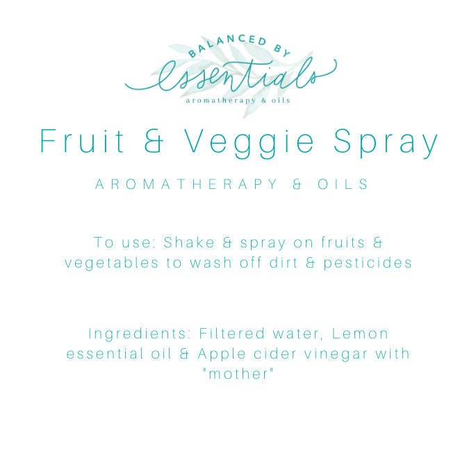 Fruit & Veggie Spray Fruit and Vegetable Spray Essential Etsy