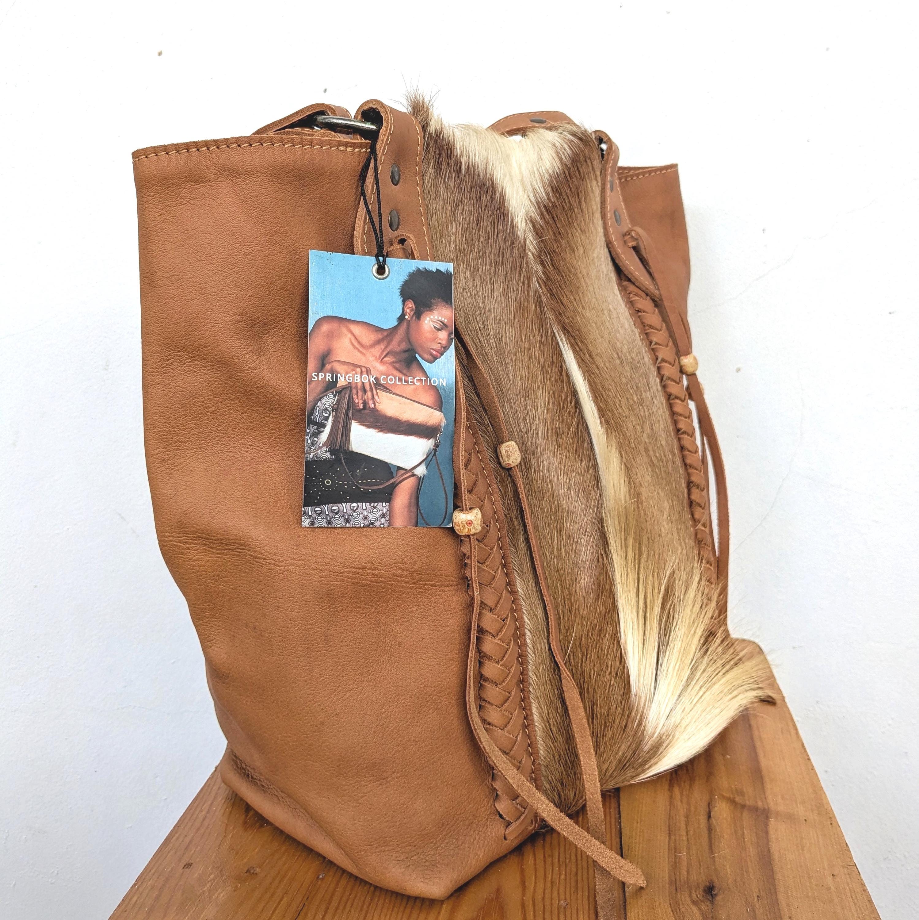 Genuine Springbok Hide & Leather Handbag/tote Bag | Handcrafted South ...