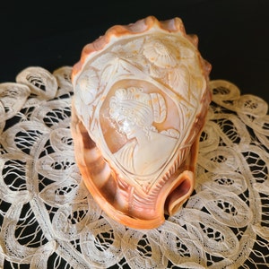 Large Victorian-style Carved Shell Cameo, 6&quot; long