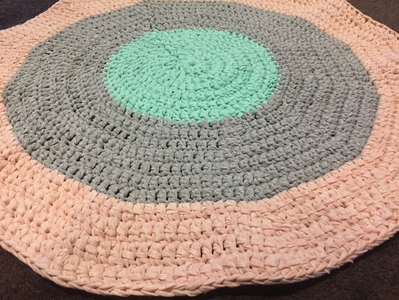 Crochet Round Floor Rug Nursery Rug Play Mat 100 Recycled Etsy