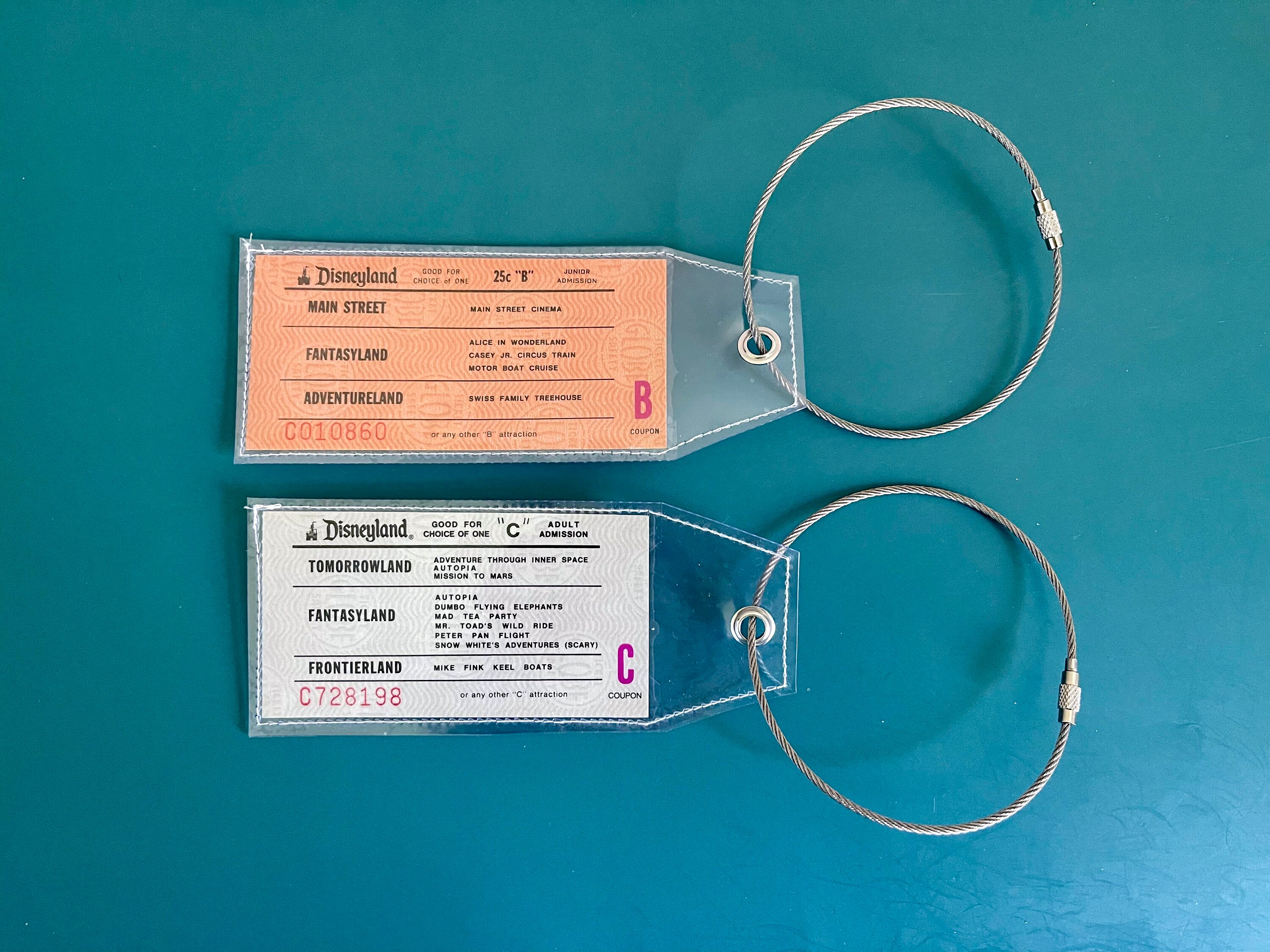 Two Vintage Disneyland Luggage Tags B & C Tickets Etsy