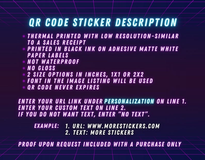 Custom Text QR Code Scan Sticker Labels 1" X 1" or 2" X 2" Inch Square ...