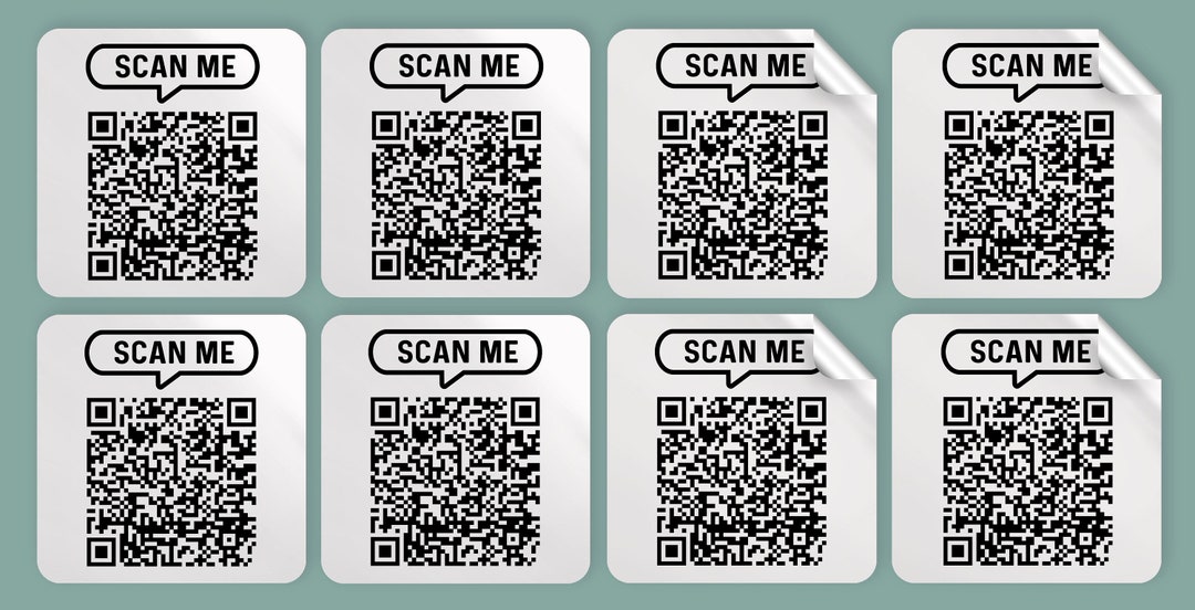 Custom Text QR Code Scan Me Sticker Labels 1 X 1 or 2 X 2 Inch Square ...