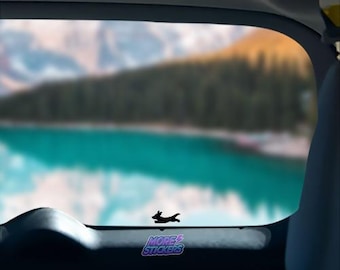 Long Haired Dachshund Dog Jumping Small Vinyl Decal Hidden Hide Doxie Puppy Dog Car Sticker Decals Pet Decals Truck SUV Windshield