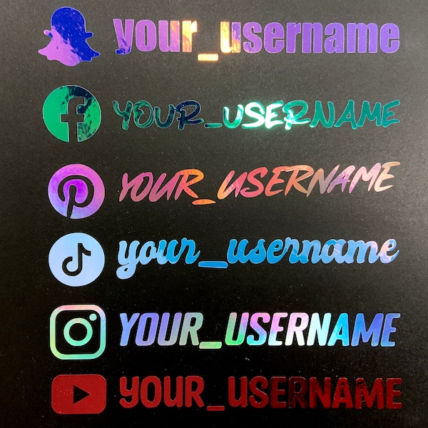 Social Media Username Vinyl Decals - Custom Name Sticker - Car - Truck - SUV - Laptop - Wall - Xbox - Instagram - Tik Tok - Website