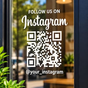 Custom QR Code Vinyl Decal Sticker for Business Social Media-Follow Us Personalized Window Decal-Car-Truck-Instagram-Insta