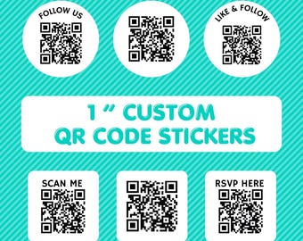 1" Custom QR Code Stickers, Personalized Business StickerLabels
