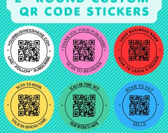 2" Round Custom QR Code Stickers, Personalized Business Stickers