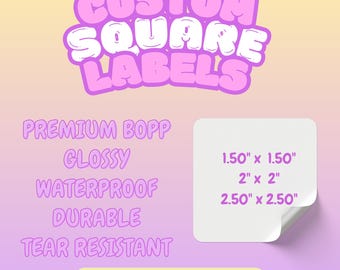 Custom Glossy Square Waterproof Stickers Labels for Logo Branding Product Packaging Business Packaging Info Labels Office Organization