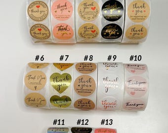 Thank You Small Business Stickers 1" Inch Roll Packaging Kraft Gold Black Metallic Gold Round Packing Stickers Free Shipping