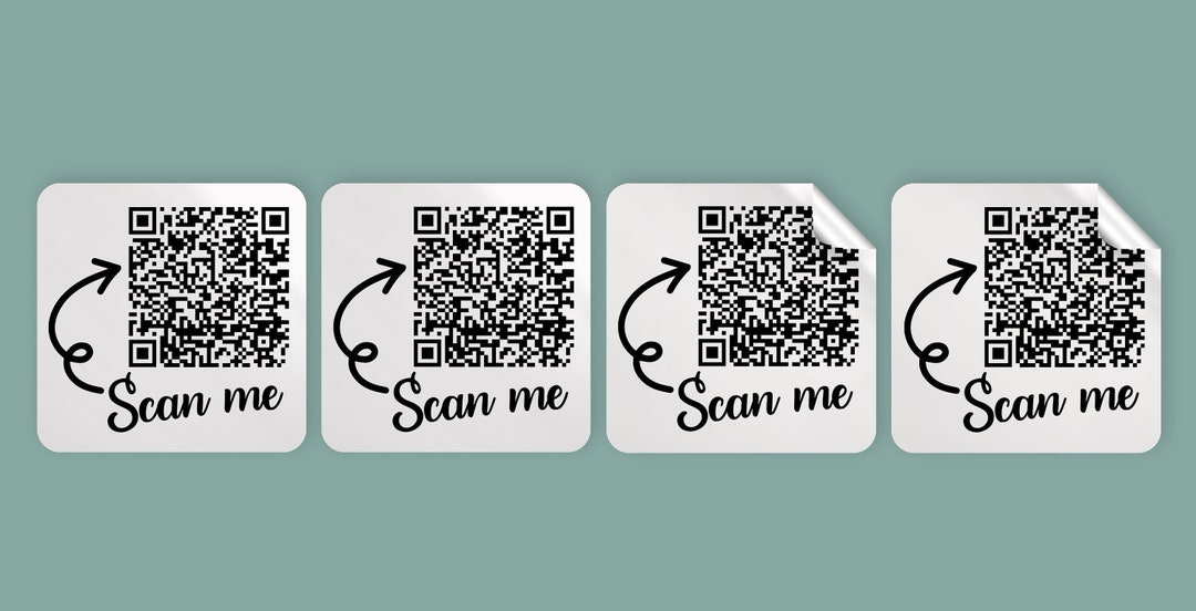 Custom Text QR Code Scan Sticker Labels 1 X 1 or 2 X 2 Inch Square ...