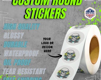 Custom Glossy Round Circle Waterproof Sticker Labels for Logo Branding Product Packaging Business Packaging Info Labels Office Organization
