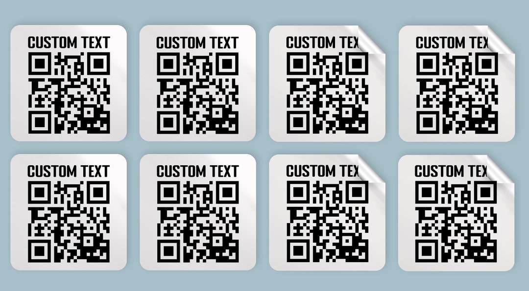 Custom Text QR Code Scan Sticker Labels 1" X 1" or 2" X 2" Inch Square ...