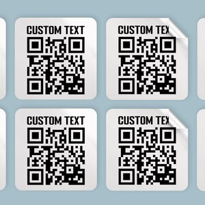 Custom Text QR Code Scan Sticker Labels  1&quot; x 1&quot; or 2&quot; x 2&quot; inch square stickers, Personalized stickers, business roll bulk stickers