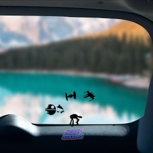 AT Walker Vinyl Decal - Easter Egg - Death Star - X Wing and Tie Fighter Ships -  RV Truck SUV Windshield