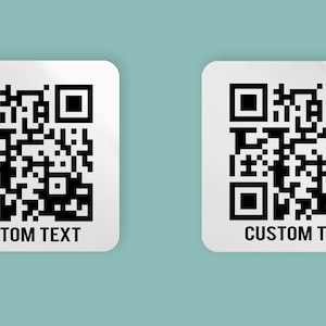 Custom Text QR Code Scan Paper Thermal Printed Stickers Labels  1&quot; or  2&quot; inch square personalized small business roll packaging wedding