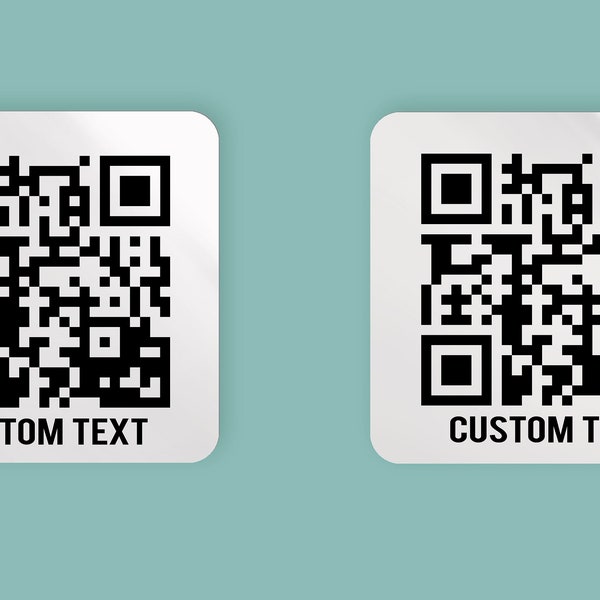 Custom Text QR Code Scan Sticker Labels  1" x 1" or 2" x 2" inch square stickers personalized business roll decal packaging