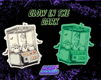 Glow in the Dark Ghost Arcade Stickers Cool Halloween Cute Gift Laptop Waterbottle Kindle Planner Journal Bumper Stickers