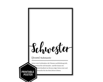 Poster "Sister" | Typography | Family Definition Poster Font Design Scandinavian Black Black Black Lettering Z