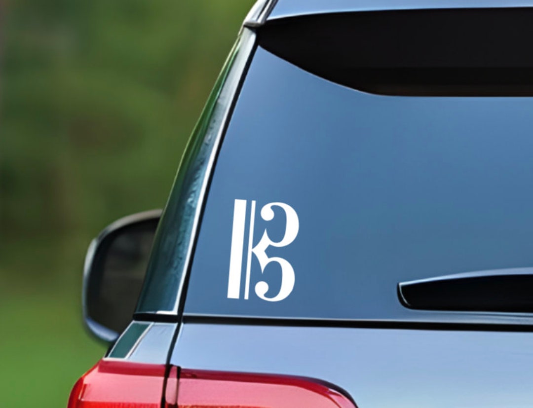Viola Car Decal Alto Clef Window Sticker Vinyl Car Sticker Music Bumper