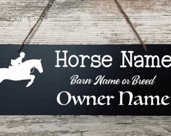 Black Rectangular Stall Sign, 15" x 5" | Custom Stall sign | Horse Stall Sign | Equestrian Gift