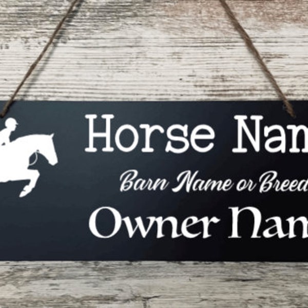 Black Rectangular Stall Sign, 15" x 5" | Custom Stall sign | Horse Stall Sign | Equestrian Gift