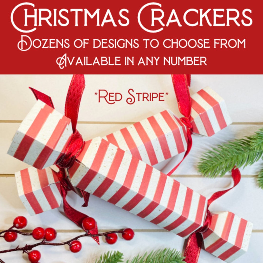 Christmas Crackers Red Stripe Traditional British Crackers Pop or Non