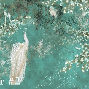 Chinoiserie Tapete Nahtloses Muster, Wanddeko Wand Wandbilder, Exotische Pfauenblüten Tapete, Wand Dekor, Tapete ID2018018 Bild 6