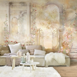 Romantic Removable Wallpaper Mural, Scenic Wall Murals, French Landscape Wallpaper, Idyllic Setting Wall Decor, Wallpaper ID2018031