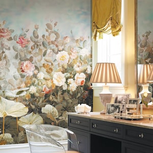 Spring Water Pond Flowers Papier peint amovible Mural, Floral Blossom Wall Mural, Papier peint scénique, Décor mural de nénuphars, Papier peint ID2018039